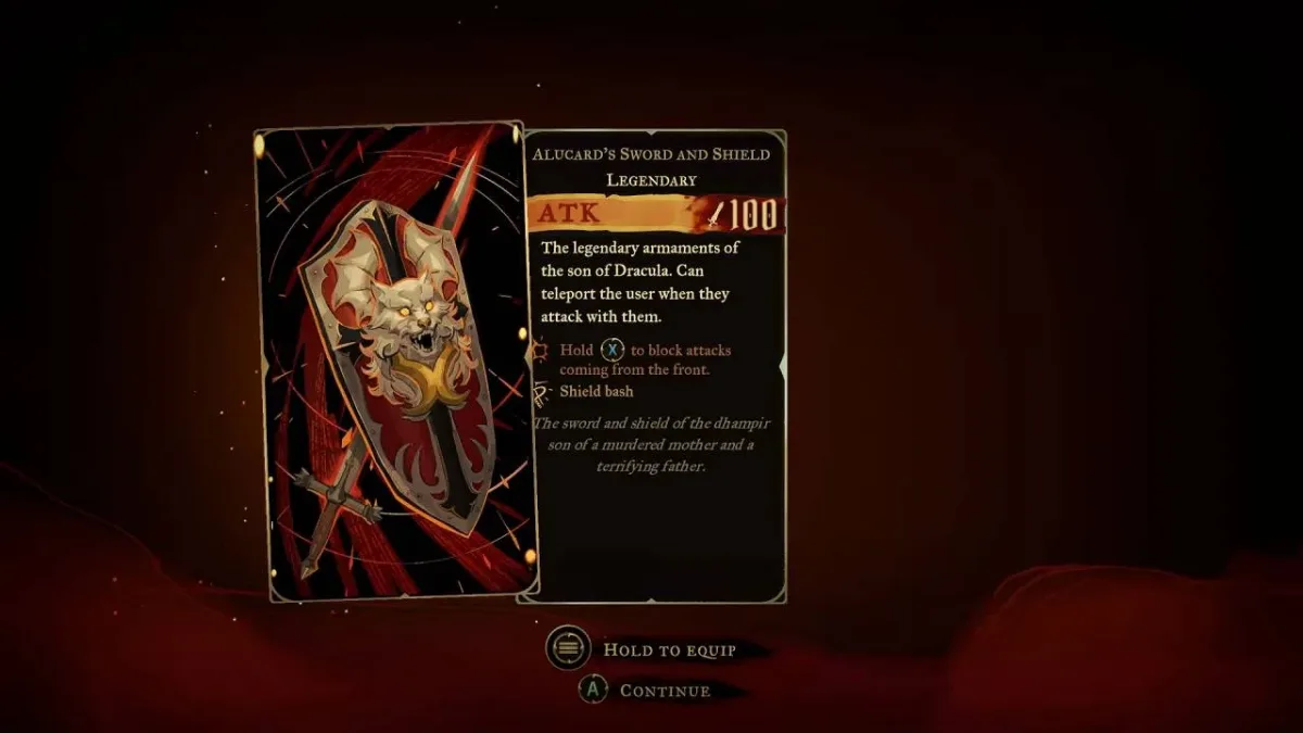 Castlevania: Belmont’s Curse Alucard’s Sword and Shield eşya ekranı
