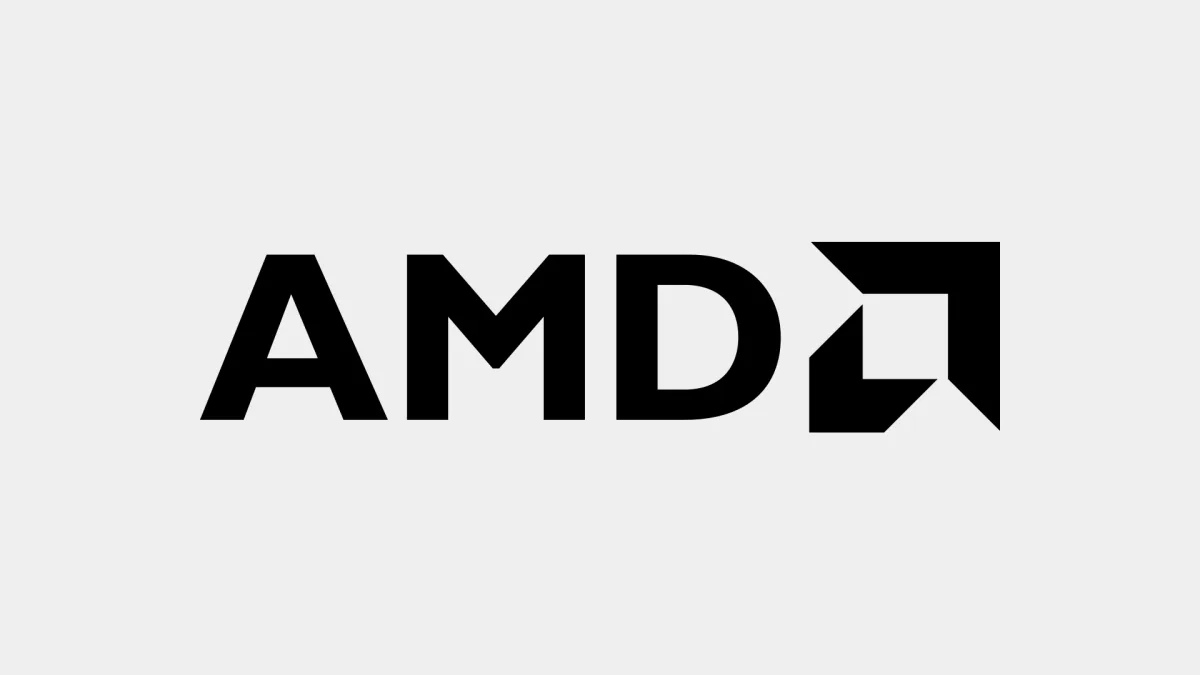 Açık gri zeminde siyah AMD logosu