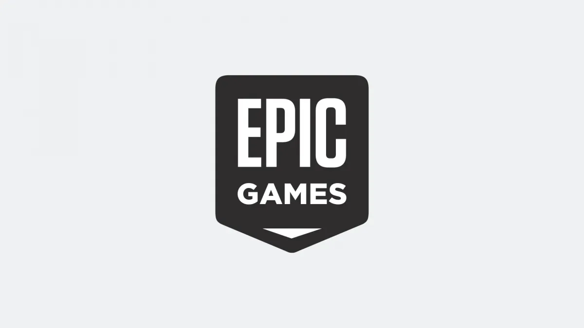 Açık gri zemin üzerinde siyah ve beyaz Epic Games logosu