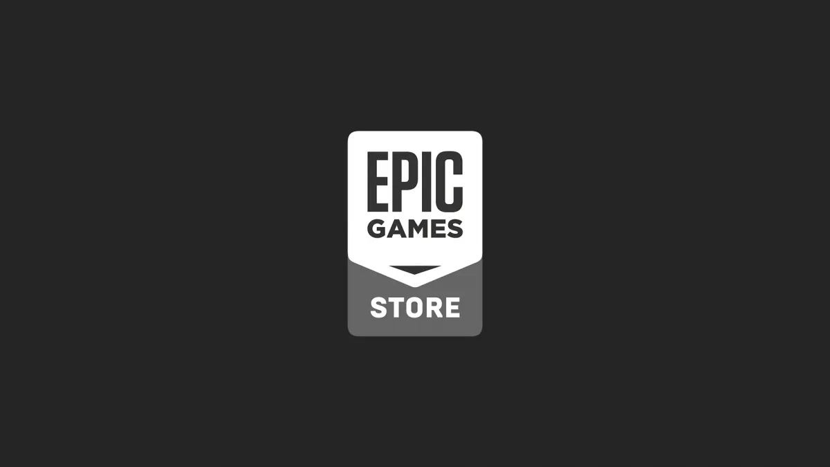 Koyu gri zemin üzerinde Epic Games Store logosu