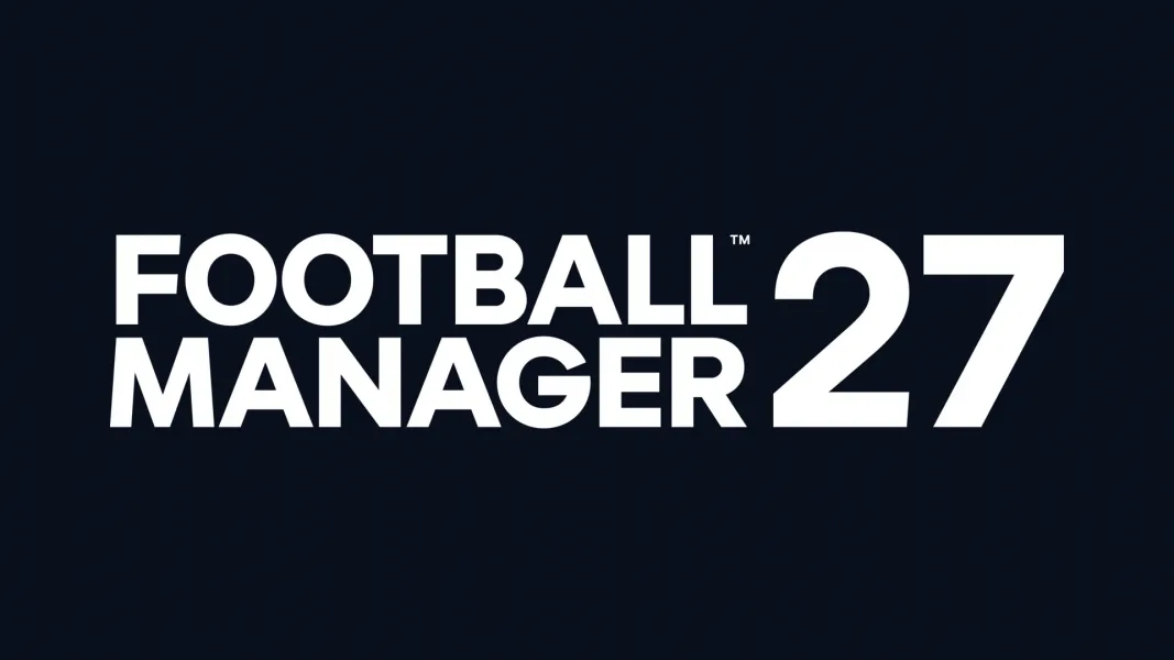 Koyu lacivert zeminde Football Manager 27 resmi logosu