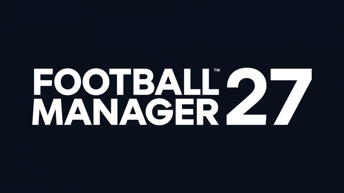 Koyu lacivert zeminde Football Manager 27 resmi logosu