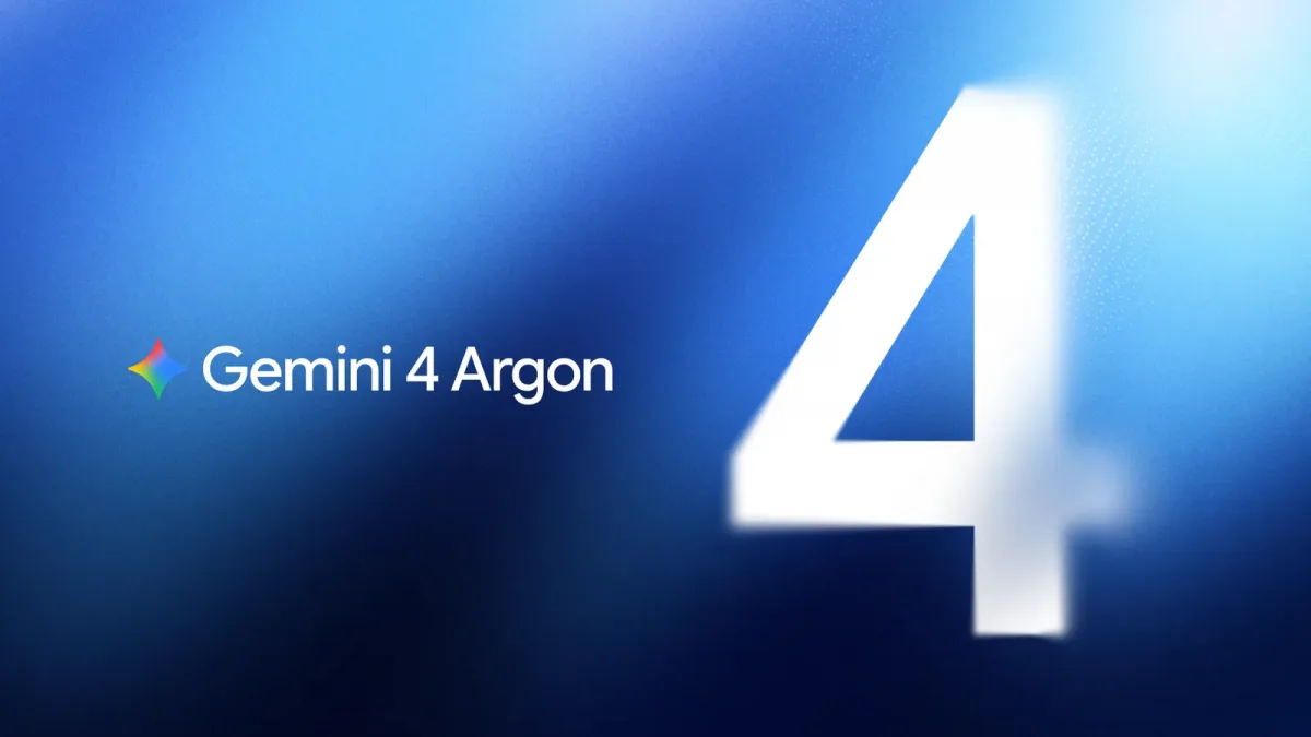 Mavi zemin üzerinde Gemini 4 Argon adı ve büyük 4 rakamı