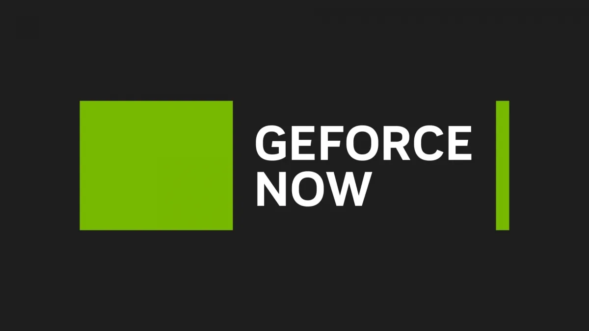 Siyah ve yeşil zemin üzerinde GeForce NOW yazısı