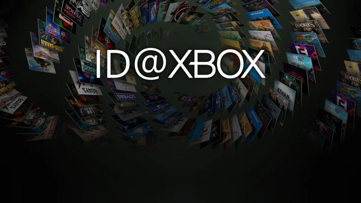 Oyun kapaklarından oluşan arka planda ID@Xbox logosu