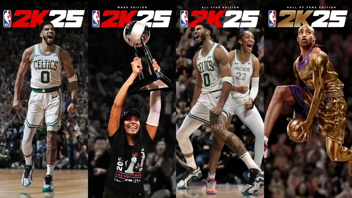 NBA 2K25'in Jayson Tatum, A'ja Wilson ve Vince Carter'lı resmi sürüm kapakları