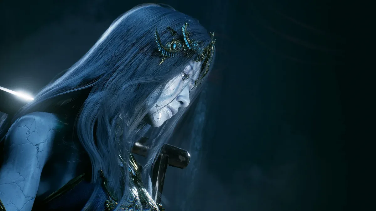Phantom Blade Zero’da başlık takan uzun saçlı karakterin yandan görünümü