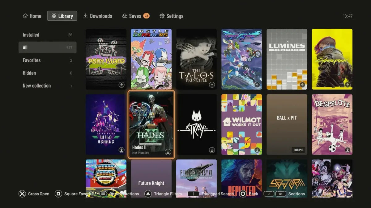 Playden arayüzünde Steam oyun kütüphanesi