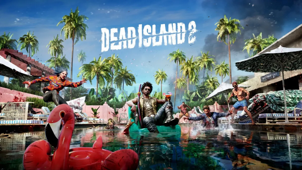 Dead Island 2 karakteri, zombilerle çevrili bir havuzda