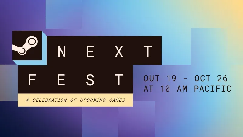 Steam Next Fest logosu ve 19–26 Ekim tarihlerini gösteren etkinlik görseli