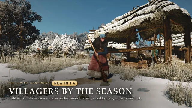Witcher 3 modunda köylüler kışın kar küreyip odun kesiyor