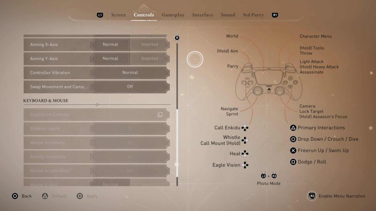 Assassin's Creed Mirage Kontrol Ayarı